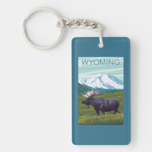 Moose with MountainWyoming Key Ring