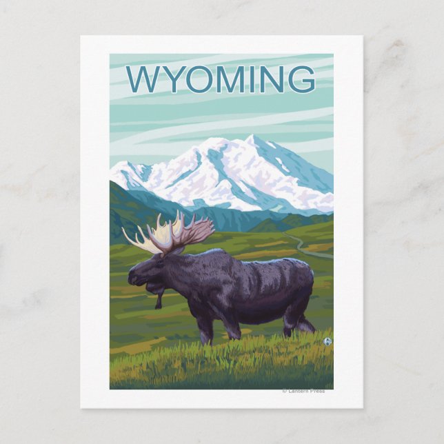 Moose with MountainWyoming Postcard (Front)