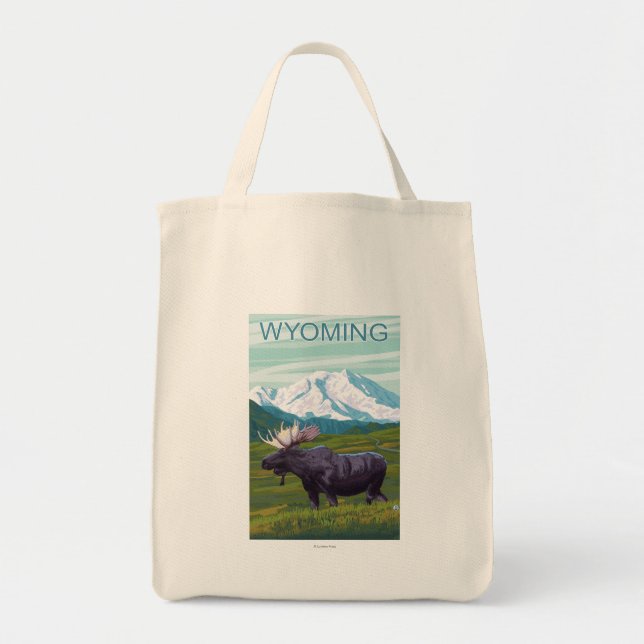 Moose with MountainWyoming Tote Bag (Front)