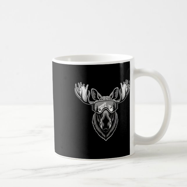Moose With Ski Goggles Skiing Snowboarding Winter  Coffee Mug (Right)
