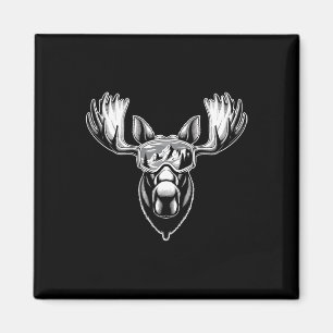 Moose With Ski Goggles Skiing Snowboarding Winter  Magnet
