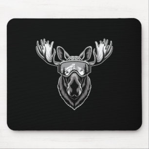 Moose With Ski Goggles Skiing Snowboarding Winter Mouse Pad