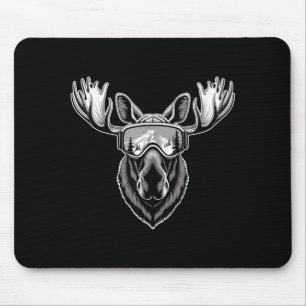 Moose with ski goggles skiing snowboarding winter mouse pad