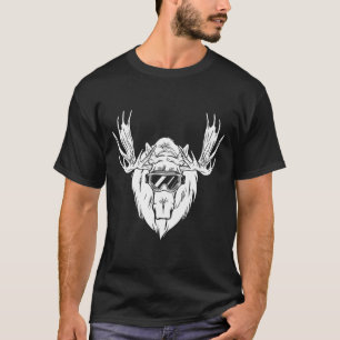 Moose With Snowboard Skiing Goggles Winter Sports T-Shirt