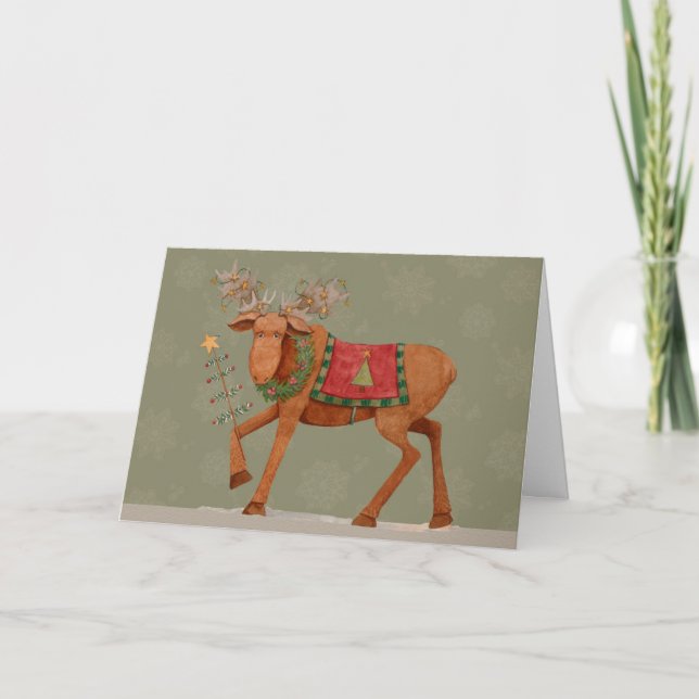 Moose with Tree - Greeting Card (Front)
