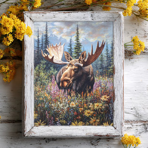 Moose with Wildflower Background Decoupage Tissue Paper