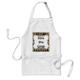 Moose Wolf Pine Tree Rustic Burlap Print Standard Apron