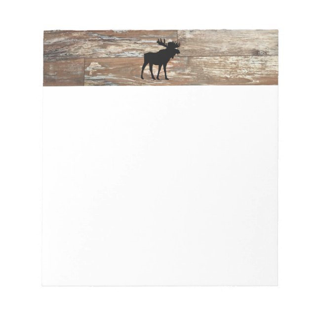 Moose Wood Painting Rustic Notepad (Front)