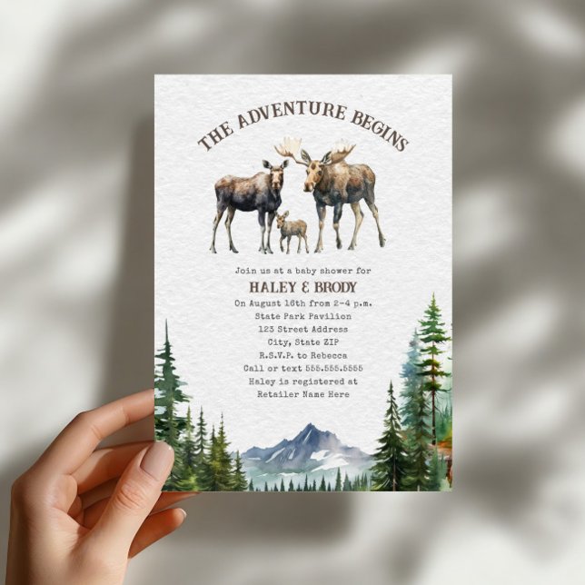 Moose Woodland Adventure Neutral Baby Shower Invitation (Creator Uploaded)