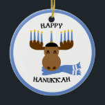 Moosed Happy Hanukkah Funny Hanukkah Ceramic Ornament<br><div class="desc">This silly moose is decorated for Hanukkah on this funny ornament which can be personalised with ANY message you like!</div>