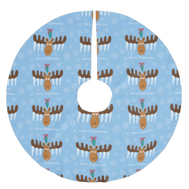 Moosehead_Icicle Antlers_Mistletoe_Merry Kissmoose Brushed Polyester Tree Skirt (Front)