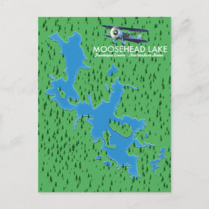 Moosehead Lake,Piscataquis County map Postcard
