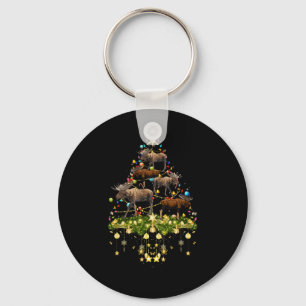 Mooses Christmas Tree Lights Holiday Moose Xmas  Key Ring