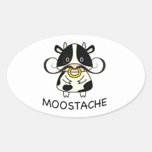 Moostache Oval Sticker