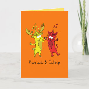 Moostard and Catsup Moose & Cat Greeting Card