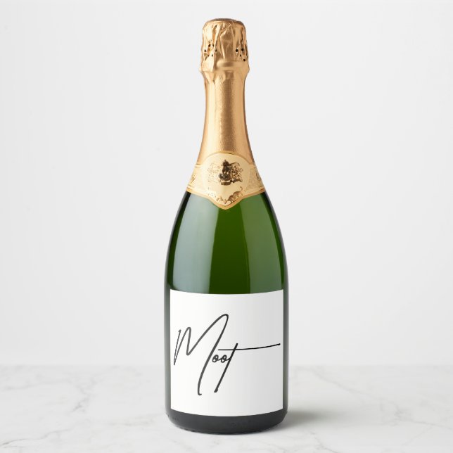 «Moot» – Funny Mutual Connection Quote Sparkling Wine Label (Front)