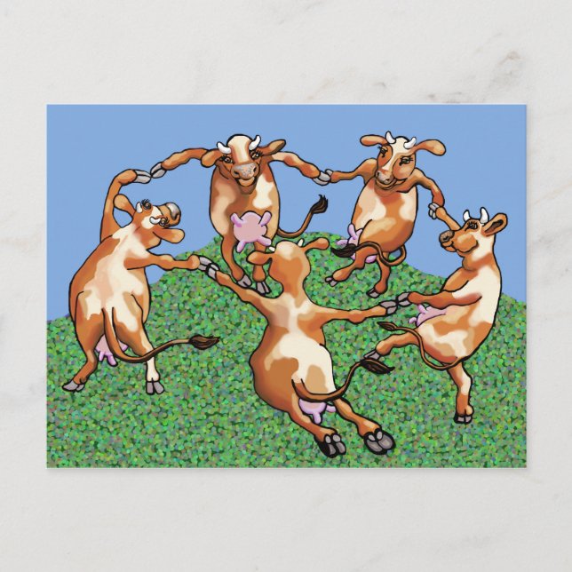 Mootise Dancing cows Postcard (Front)