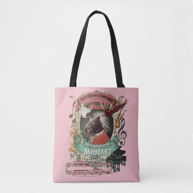 Moozart Moose Animal Composer Mozart Parody Tote Bag (Front)