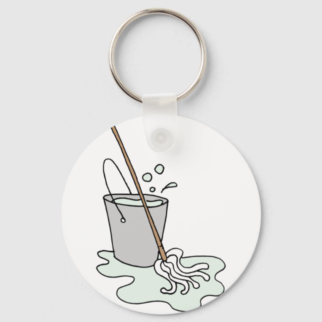 Mop and bucket of soapy water key ring (Front)