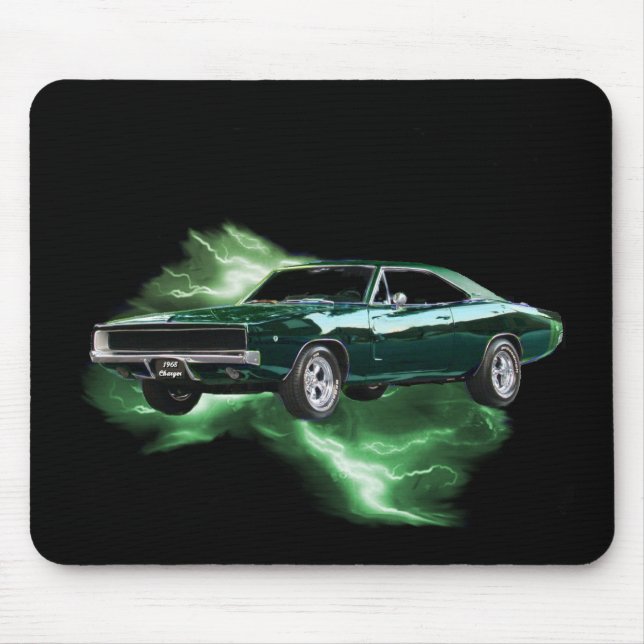 Mopar: '68 Dodge Charger with green lightning Mouse Pad (Front)