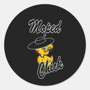 Moped Chick #4 Classic Round Sticker