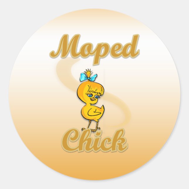 Moped Chick Classic Round Sticker (Front)
