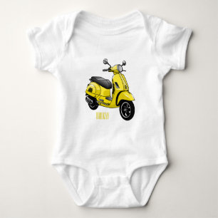 Moped motorcycle cartoon illustration baby bodysuit