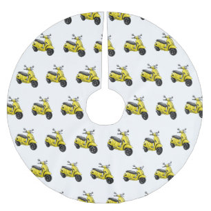 Moped motorcycle cartoon illustration brushed polyester tree skirt