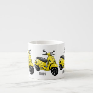 Moped motorcycle cartoon illustration espresso cup