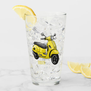 Moped motorcycle cartoon illustration glass