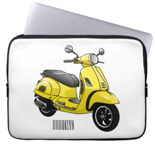Moped motorcycle cartoon illustration laptop sleeve