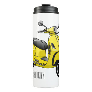 Moped motorcycle cartoon illustration thermal tumbler