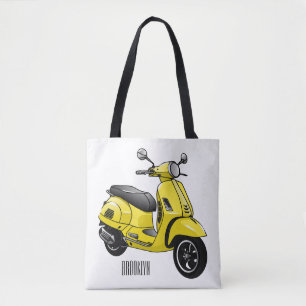Moped motorcycle cartoon illustration tote bag