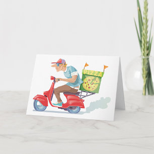 Moped Pizza Delivery Card