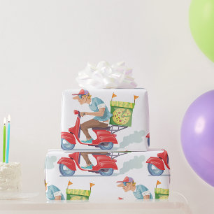 Moped Pizza Delivery Wrapping Paper