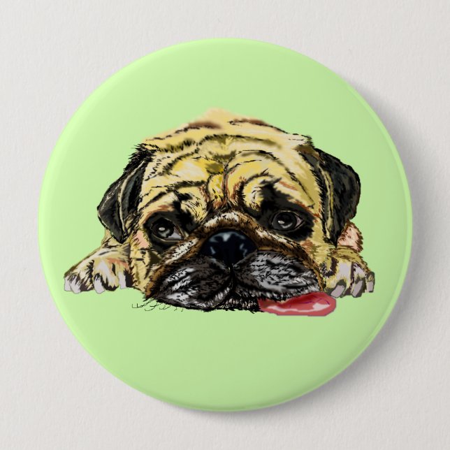 Mops 10 Cm Round Badge (Front)