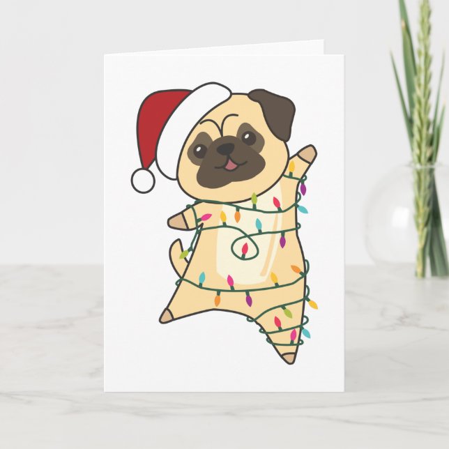 Mops Christmas Snow Winter Animals Dogs Card (Front)