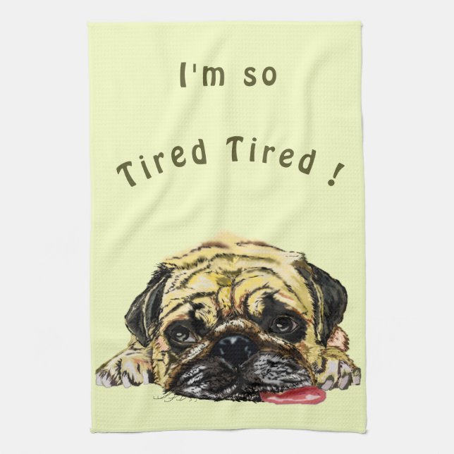 Mops Dog  - Add Your Text / Colour Tea Towel (Vertical)
