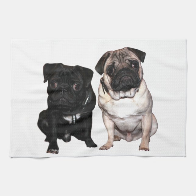 Mops Jack and Richi Tea Towel (Horizontal)