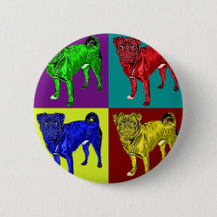 Mops Jack in 4 colors 6 Cm Round Badge