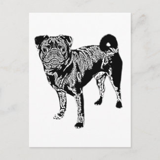 Mops Jack monochrom Postcard