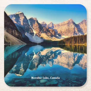 Moraine Lake, Canada, Square Paper Coaster