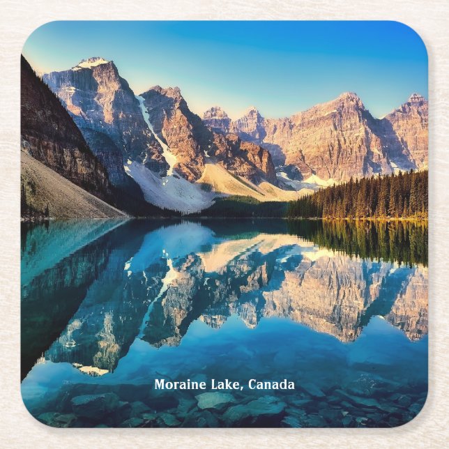 Moraine Lake, Canada, Square Paper Coaster (Front)