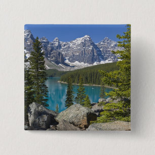 Moraine Lake, Canadian Rockies, Alberta, Canada 15 Cm Square Badge