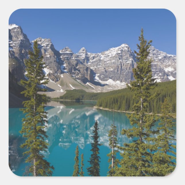Moraine Lake, Canadian Rockies, Alberta, Canada 2 Square Sticker (Front)