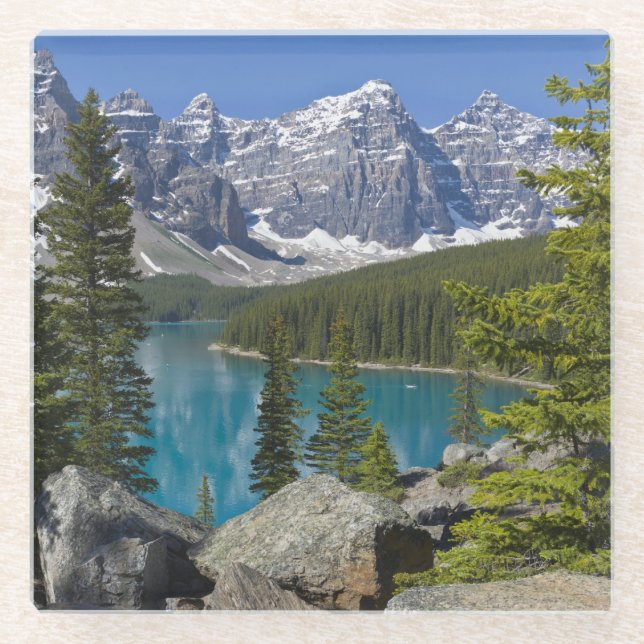Moraine Lake, Canadian Rockies, Alberta, Canada Glass Coaster (Front)