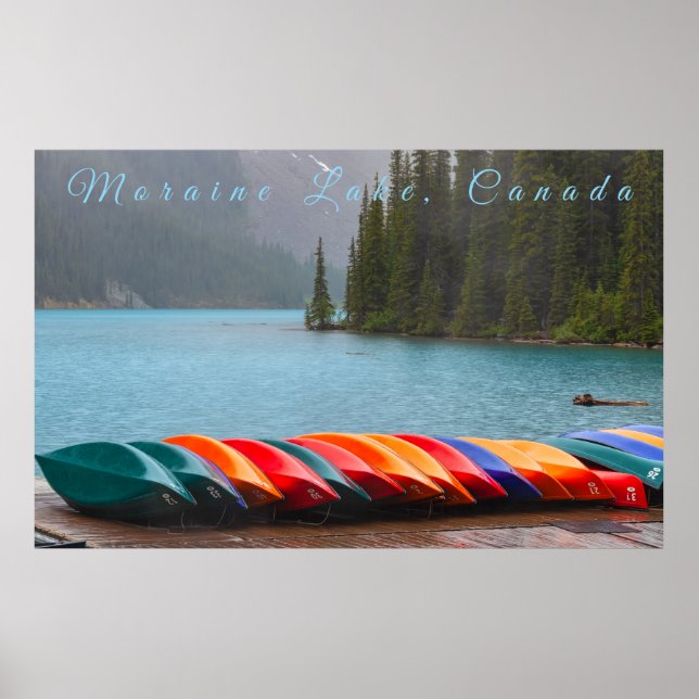 Moraine Lake Canoes Poster (Front)