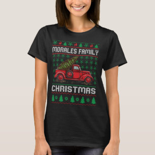 Morales Family Ugly Christmas Sweater Red Truck Fu