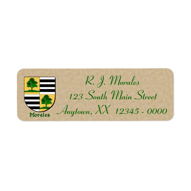 Morales Heraldic Shield Return Address Label (Front)