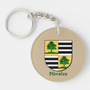 Morales Historical Shield with Flag of Mexico Key Ring